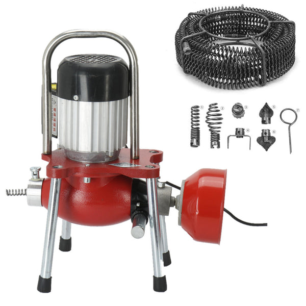 370W Electric Drain Cleaner Machine Plumbing Sewerage Pipe Machine w/7 Cutters