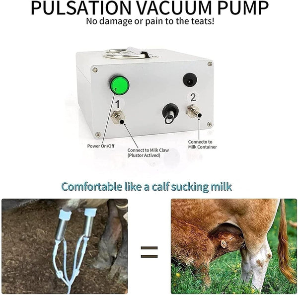 14L Electric Cattle Cow Milker Pulse Vacuum Pump Farm Milking Machine