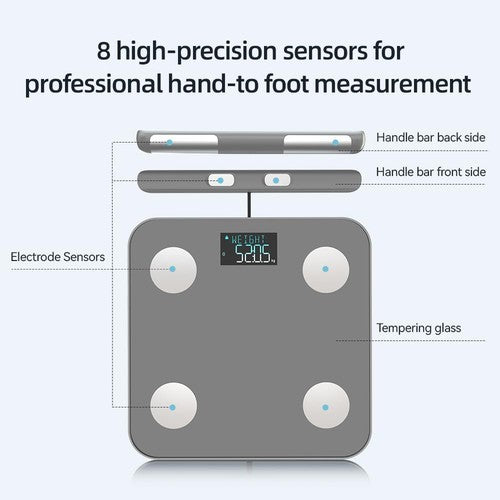 8-Electrode Body Fat Scales Bathroom Scale W/Hand Sensor Full Body Composition