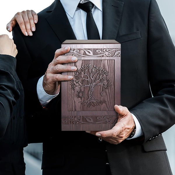 Cremation Urns for Human Ashes Adult Male Female Wooden Tree of Life Urns Box