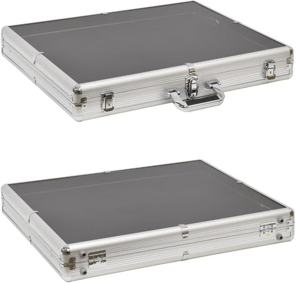 Trading Card Display Case Box Aluminum Glass Clear Locking Coin/Jewelry Storage