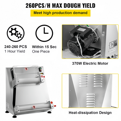 Electric Dough Roller Sheeter Pastry Pizza Maker Press Making Machine 4"-16"