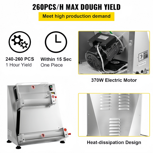 Electric Dough Roller Sheeter Pastry Pizza Maker Press Making Machine 4"-16"
