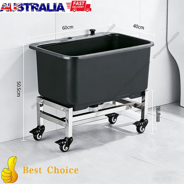 Rolling Floor Mop Sink Mop Cleaning Basin with Drain Buttoon Commercial Sink AU