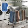 Pants Organizer Rack Trolley with 24 Double Hangers Rolling Trouser Metal Rack