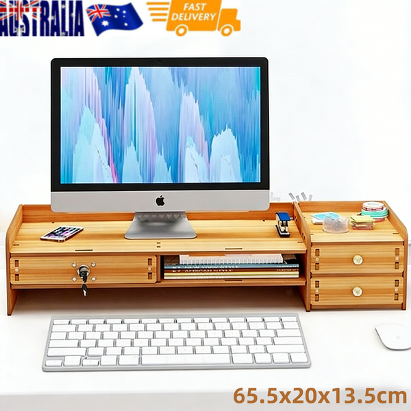 Monitor Stand Riser with Drawers Desktop Organizer 2-Tier for Laptop Computer