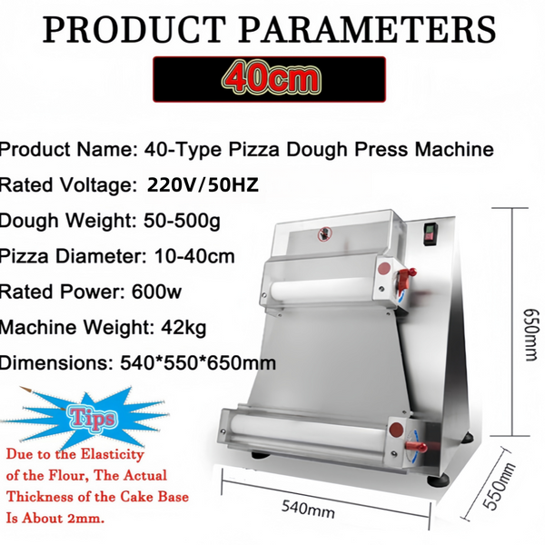 Electric Dough Roller Sheeter Pastry Pizza Maker Press Making Machine 4"-16"