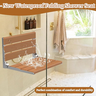 Foldable Wall-Mount Shower Seat Fold Down Shower Bench Chair for Elderly 440lbs