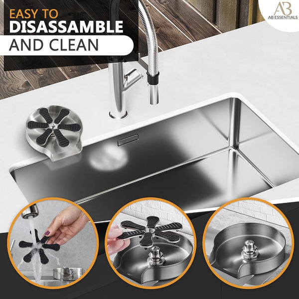 Kitchen Sink Glass Rinser Stainless Steel Cup Washer for Sink 9 Holes Cleaner