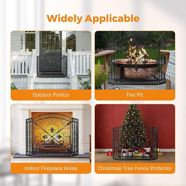 Retro Fire Screen Fireplace Gate Decor Fireguards Mesh Cover Hireplace Partition