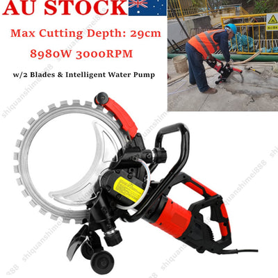 29cm Concrete Cutting Ring Saw HF Concrete Cut Off w/2 Blades&Water Pump 3000RPM