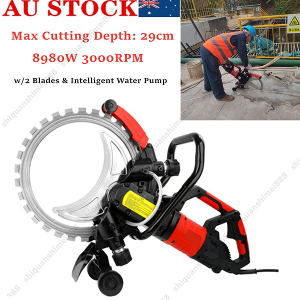 29cm Concrete Cutting Ring Saw HF Concrete Cut Off w/2 Blades&Water Pump 3000RPM