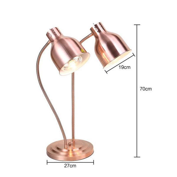 Food Heat Lamp 2 Head Stainless Steel Commercial Food Warmer Lamp 540° Rotation