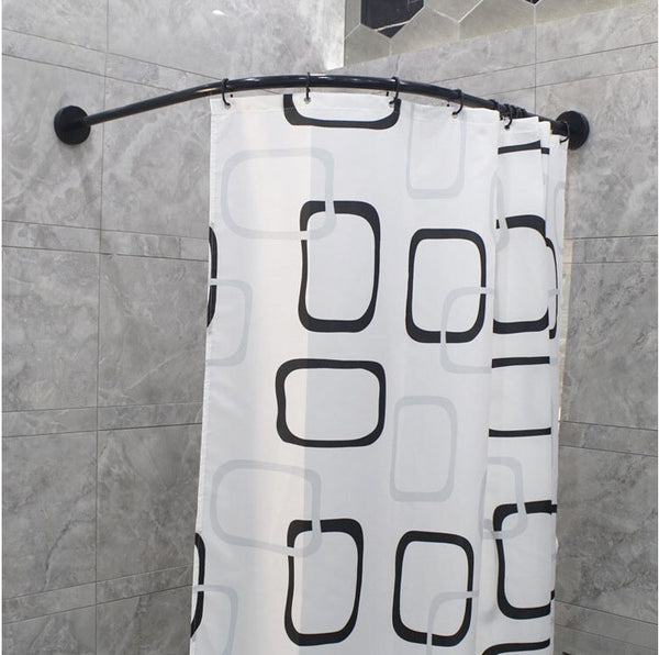 SUS304 Curved Shower Curtain Rod Black Stainless Steel 90-130cm Extendable AU