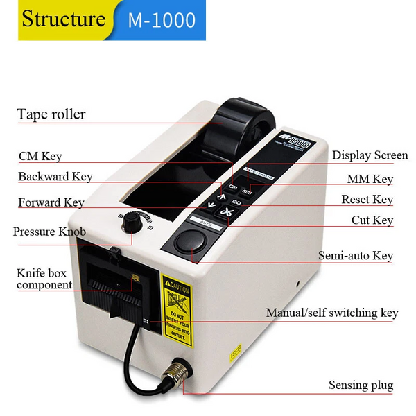 M-1000 Automatic Tape Dispenser 7-50mm Tape Adhesive Cutter Packing Machine 18W