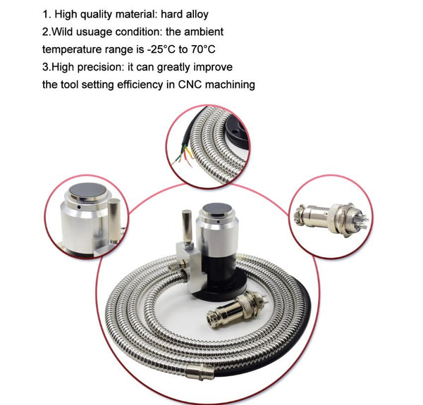 Automatic Tool Sensor Z Axis Probe Sensor 4 Wire CNC Router Milling Engraving