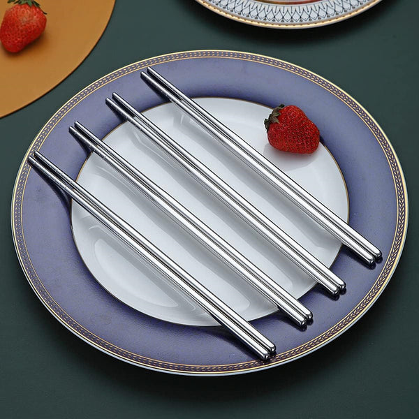 10 Pairs Stainless Steel Chopsticks Reusable Square NonSlip Chop Sticks Gift Set