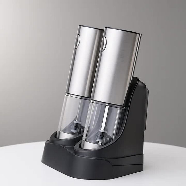 2pcs Electric Salt And Pepper Grinder Set Rechargeable Auto Mill w/Charging Base