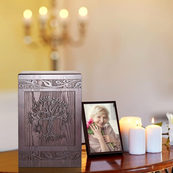Cremation Urns for Human Ashes Adult Male Female Wooden Tree of Life Urns Box