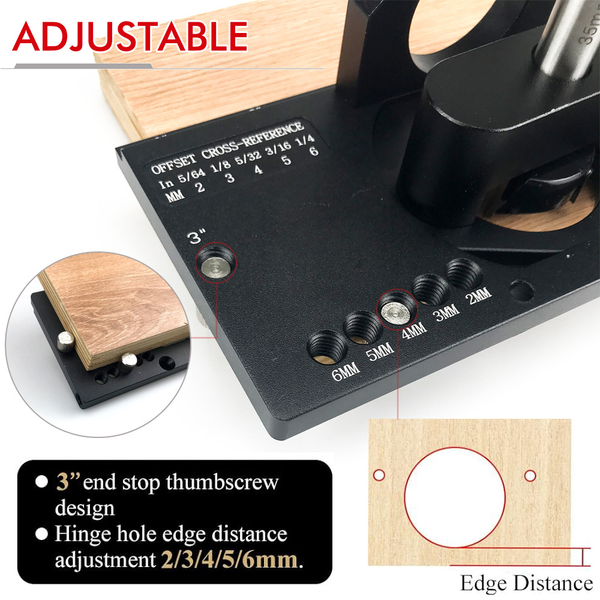 35mm Concealed Door Hinge Jig Cabinet Hinge Hole Drilling Jig & Quick Clamp