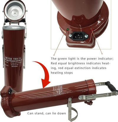 Portable Electrode Oven For Welding Stick 5/10kg 450mm Electrode Heating Oven AU