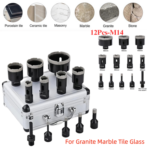12PCS 6-68mm Diamond Hole Saw Drill Bits Core Cutter Tile Ceramic Porcelain AU