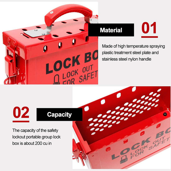 Padlock Group Lockbox Lockout Tagout Box Security 13 Guage with 5 Loto Locks AU