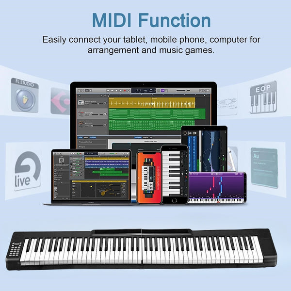 88 Keys Electric Piano Foldable Portable Digital Electronic Keyboard Piano w/Bag
