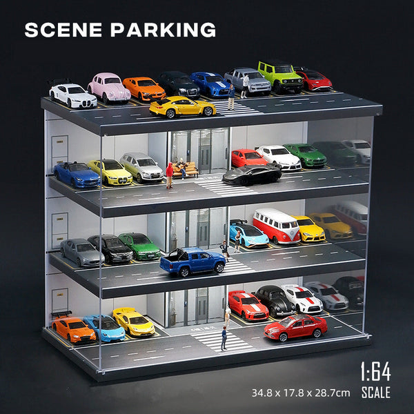 1:64 Scale Diecast Model Car Display Case with USB Light for Hot Wheels Matchbox