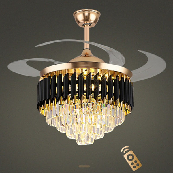 Crystal Chandelier with Fan Remote Control Dimmable 6-Speed 42" Ceiling Fan Lamp