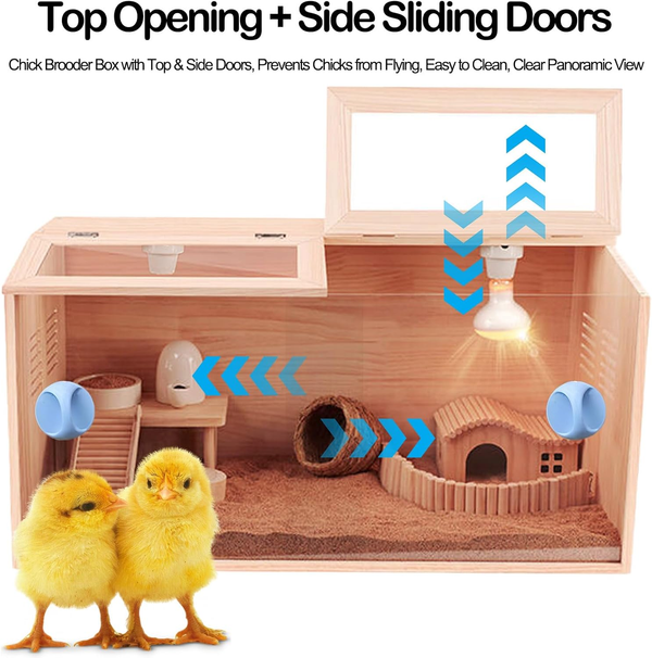 80CM Chick Brooder Box Wood with Digital Thermostat for Chicks Quail Hamsters AU