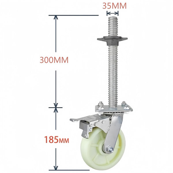 2X Scaffold Scaffolding Adjustable Caster Wheels 6" Heavy Duty Industrial Wheels