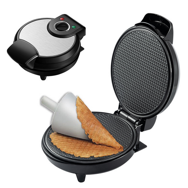 Electric Ice Cream Egg Waffle Cone Maker Machine 10'' With Cone Roller Nonstick