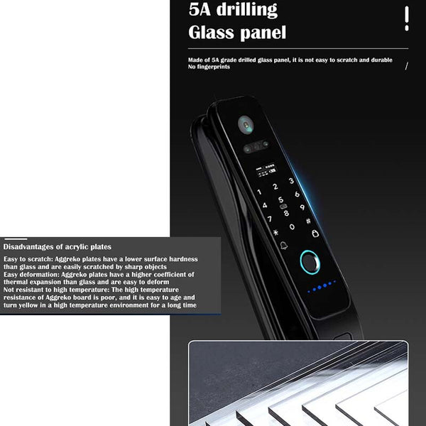 Smart Door Lock Video Voice Intercom Camera Fingerprint Unlock with 14 languages