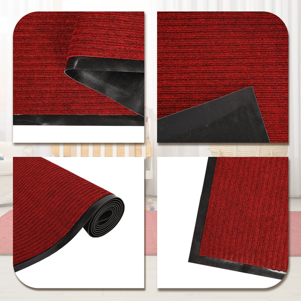 3x10' Floor Carpet Non Slip Rubber Door Mat Entrance Hallway Runner Rug Red Mat