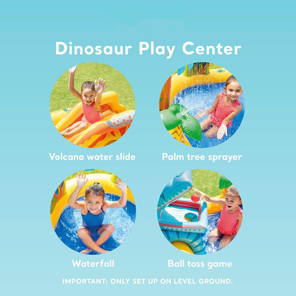Inflatable Dinosaur Play Center Pool Playhouse Water Park with Kid Pool Slide