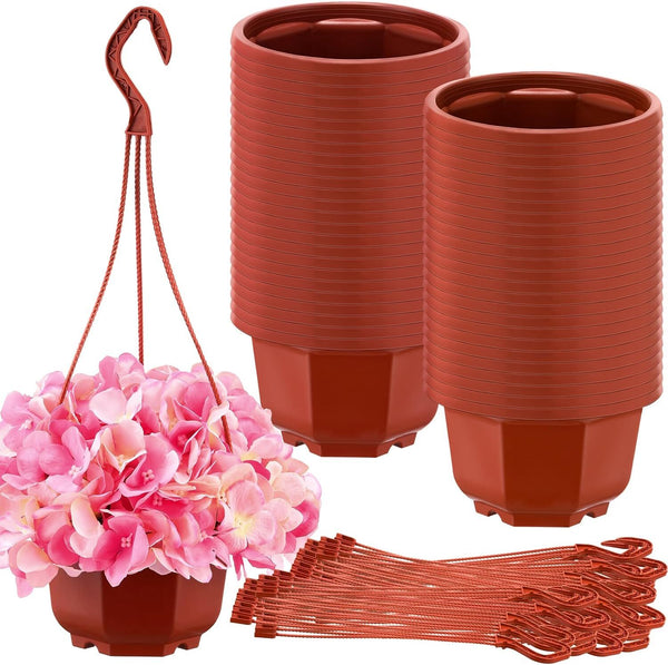 24PCS Plastic Hanging Plant Pots 17cm Hanging Plant Containers Hanging Planters