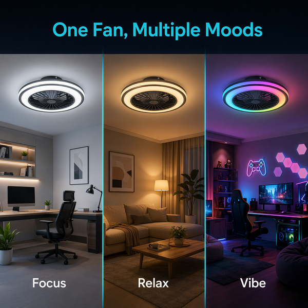 Modern Ceiling Fans Light LED Lights 6 Speeds App + Remote Control 3000K-6000K