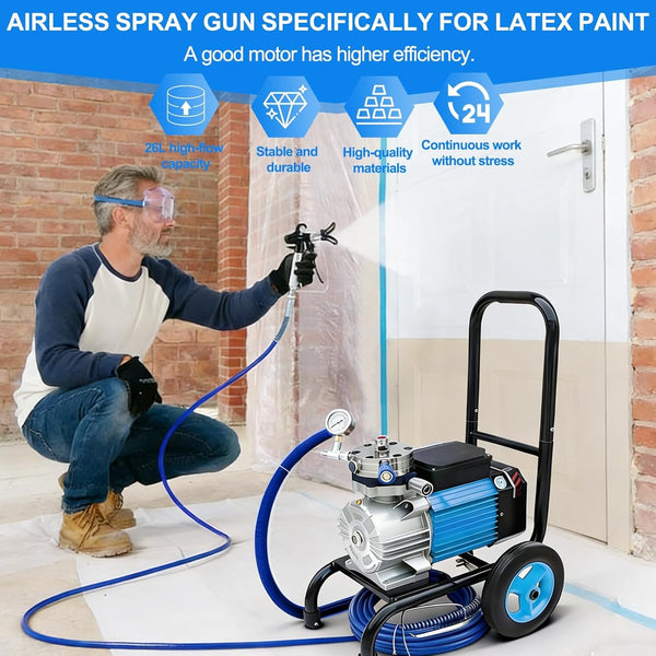 6KW Airless Paint Sprayer 16L/Min Electric Painting Spray Machine Deck Spraying