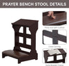Wood Prayer Bench Stool Kneeler with Shelf and Cushion Church Prayer Table Chair