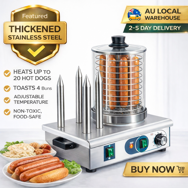 1200W Commercial Hot Dog Warmer Machine Sausage Bun Steamer Stainless Steel AU