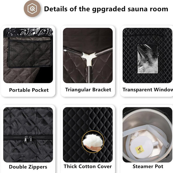 Infrared Sauna Box with 660&850nm Red Light Therapy Lamp f/ Home with 3L Steamer