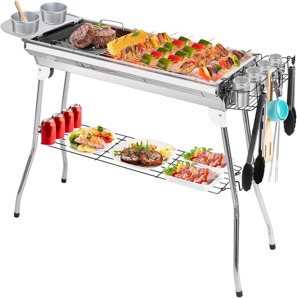Outdoor Stainless Steel Charcoal Grill Barbecue Tool Folding Cooking Stove