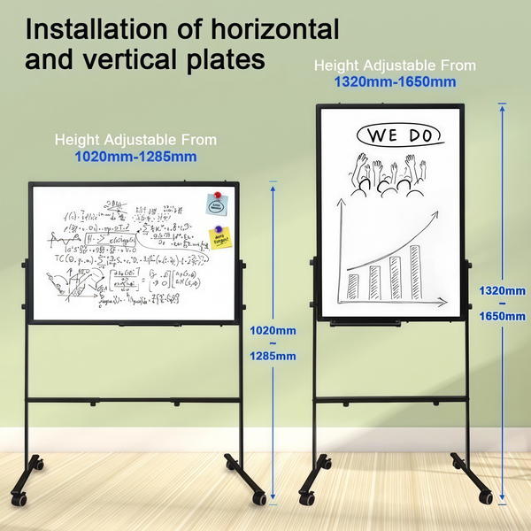 Magnetic Mobile White Board 90*60cm Double Sided Erase Board Rolling ON Wheels