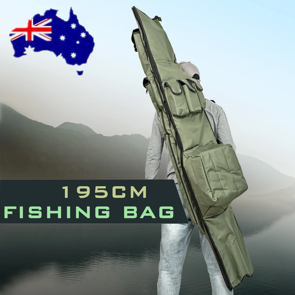 195cm Portable Fishing Rod Bag Fishing Gear Bag Fishing Storage Backpack AU