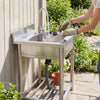 Stainless Steel Commercial Kitchen Sink Free Standing with Cold&Hot Water Faucet