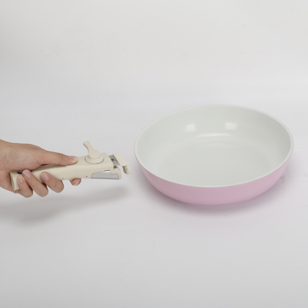 11Pcs Pink pots and Pans Set Removable Handle Nonstick Cookware Set Space Saving