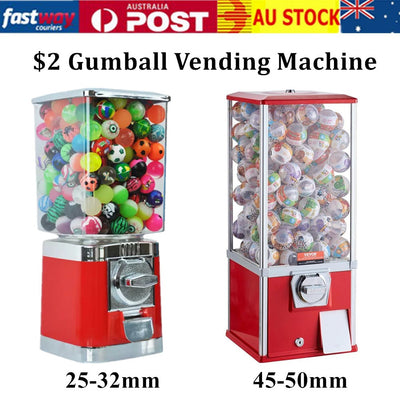 $2 Operated Gumball Vending Machine Toys Balls Egg Twisting Dispenser w/Lock