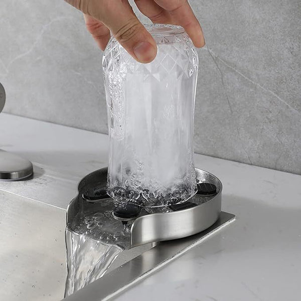 Kitchen Sink Glass Rinser Stainless Steel Cup Washer for Sink 9 Holes Cleaner
