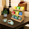 3 Layers Bamboo Tea Bag Caddy Box Storage 3 Layer Bamboo Tea Bag Organizer Boxes